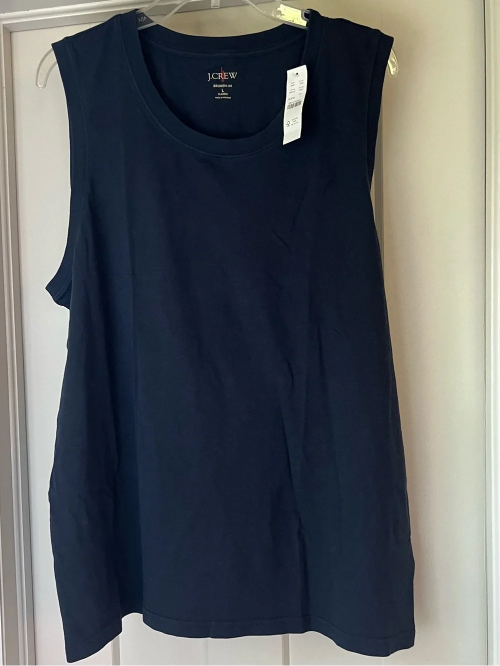 NWT J.Crew Men's Navy Broken-In Cotton Classic Fit Tank Top